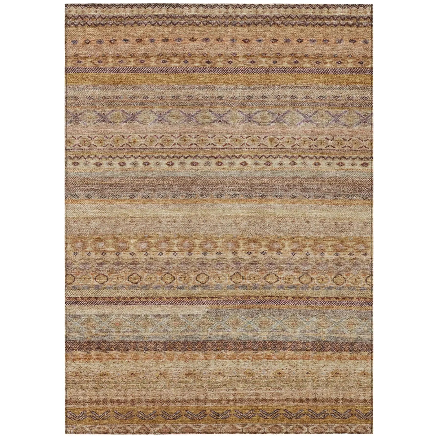 3' X 5' Orange And Copper Striped Washable Indoor Outdoor Area Rug Homeroots Outdoor