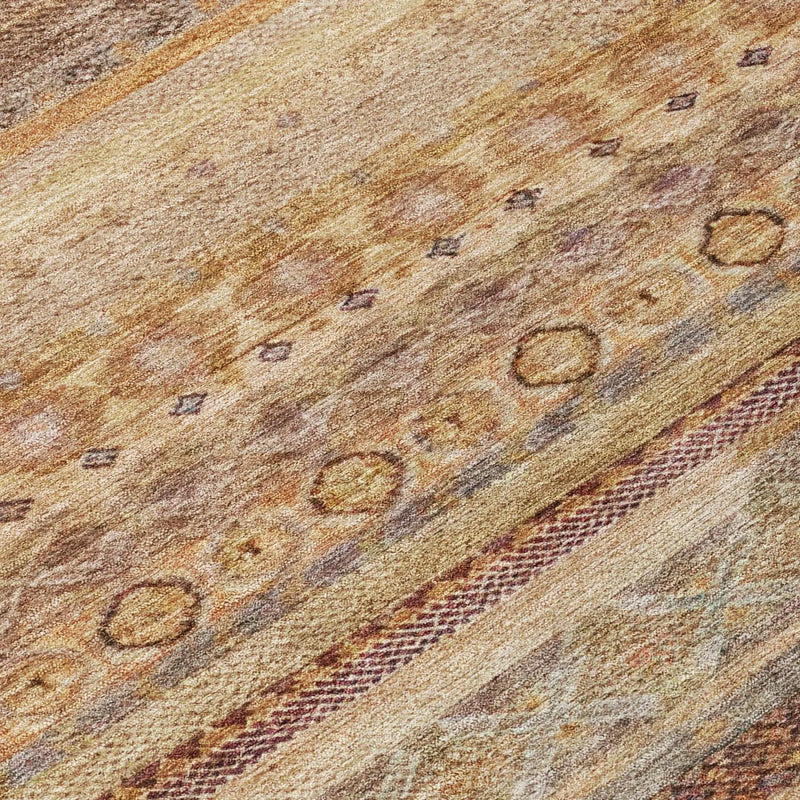 3' X 5' Orange And Copper Striped Washable Indoor Outdoor Area Rug Homeroots Outdoor