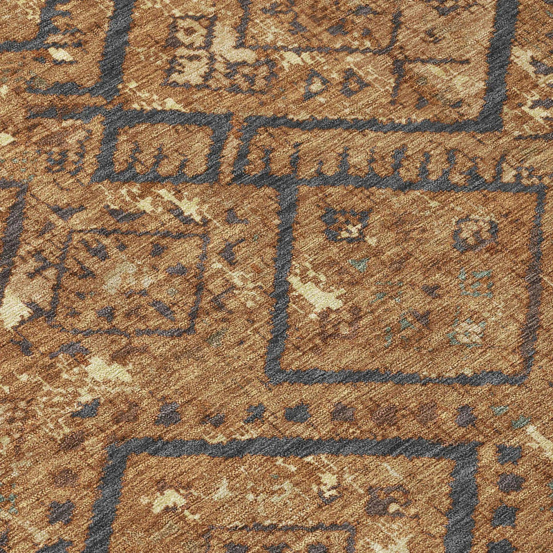 3' X 5' Orange And Gold Geometric Washable Indoor Outdoor Area Rug Homeroots Outdoor