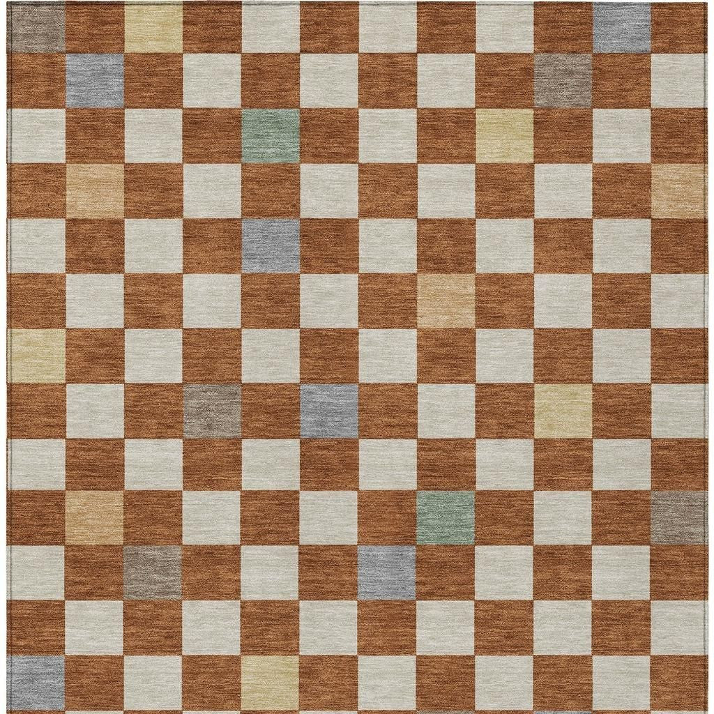 3' X 5' Orange And Gold Geometric Washable Indoor Outdoor Area Rug Homeroots Outdoor