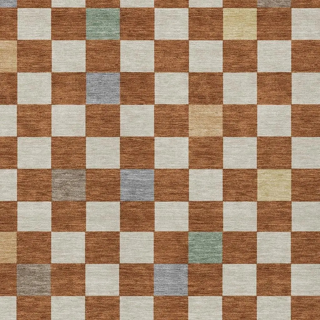 3' X 5' Orange And Gold Geometric Washable Indoor Outdoor Area Rug Homeroots Outdoor