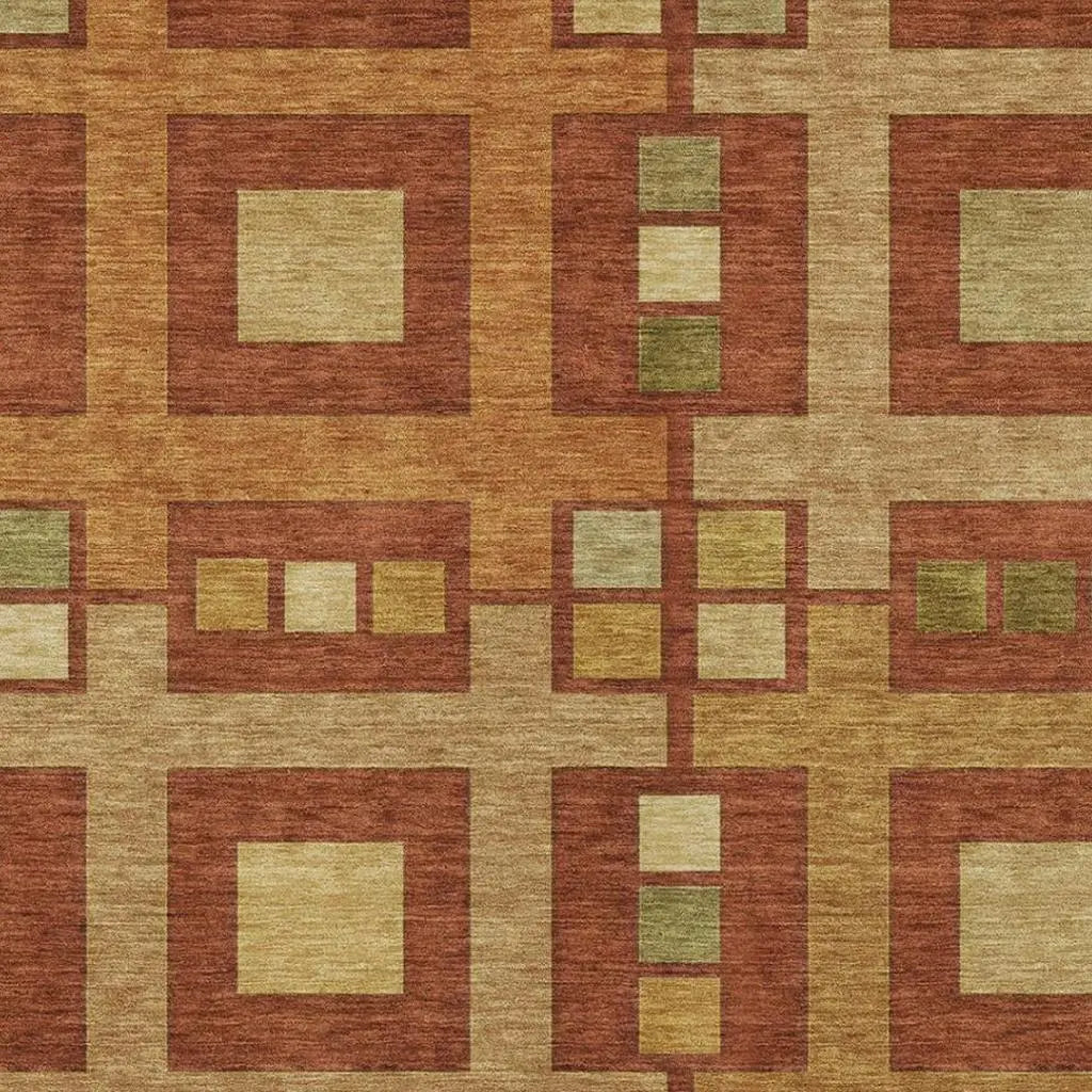 3' X 5' Orange And Gold Geometric Washable Indoor Outdoor Area Rug Homeroots Outdoor