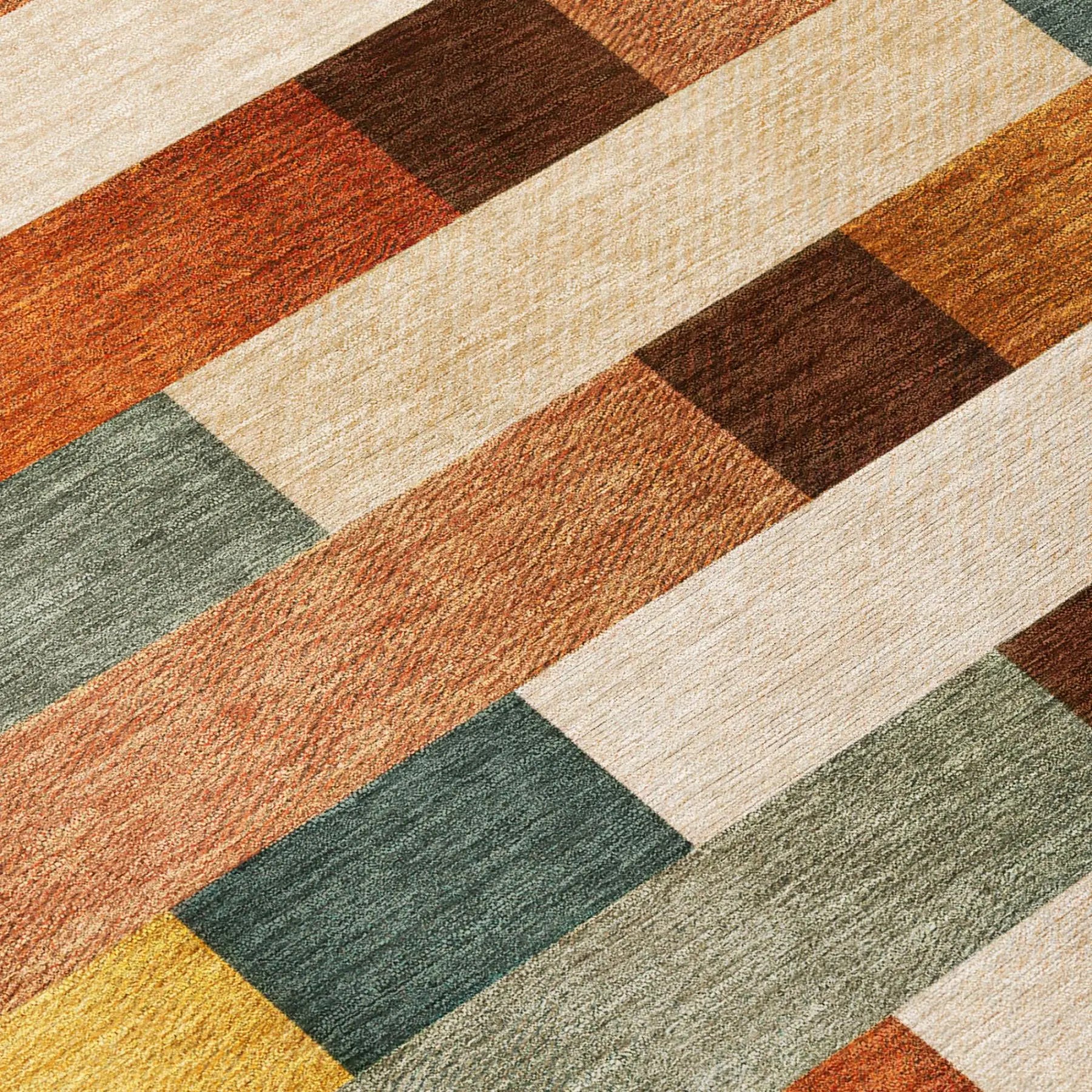 3' X 5' Orange And Gold Striped Washable Indoor Outdoor Area Rug Homeroots Outdoor