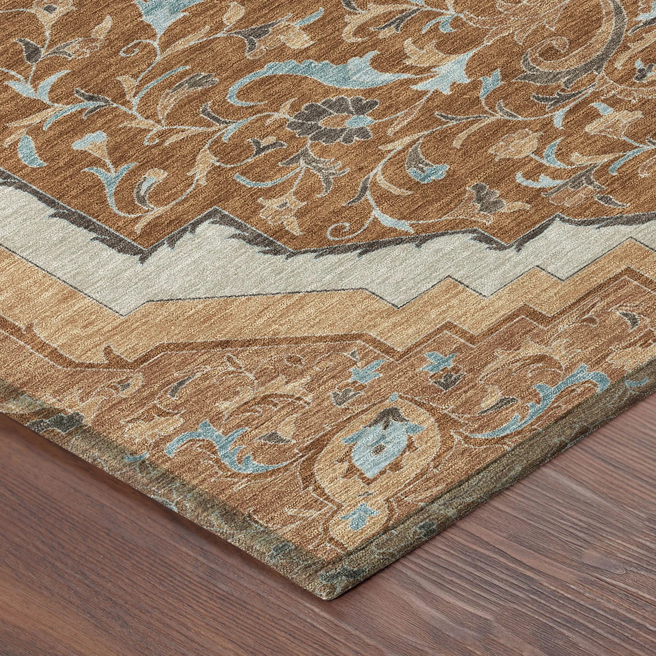 3' X 5' Orange And Graphite Medallion Washable Indoor Outdoor Area Rug Homeroots Outdoor