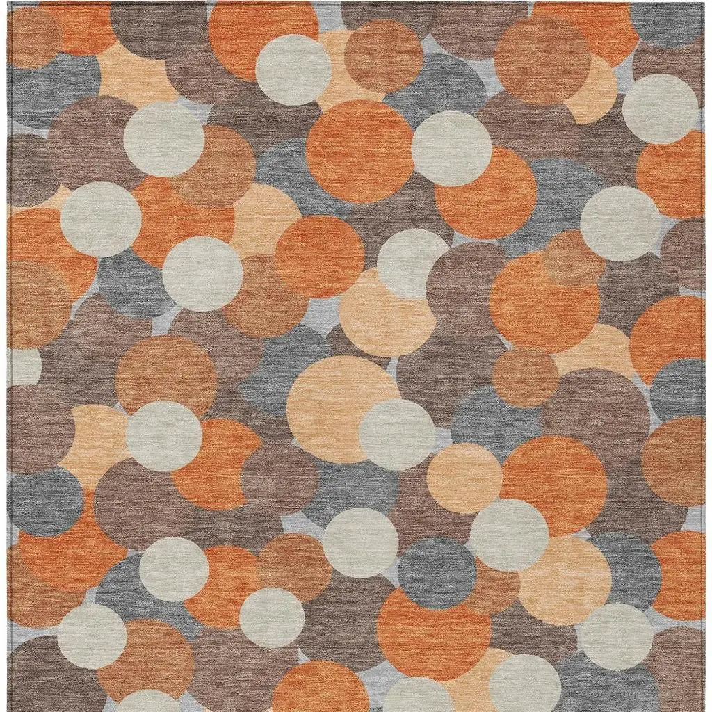 3' X 5' Orange And Gray Geometric Washable Indoor Outdoor Area Rug Homeroots Outdoor