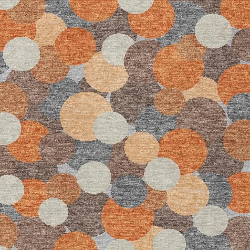 3' X 5' Orange And Gray Geometric Washable Indoor Outdoor Area Rug Homeroots Outdoor