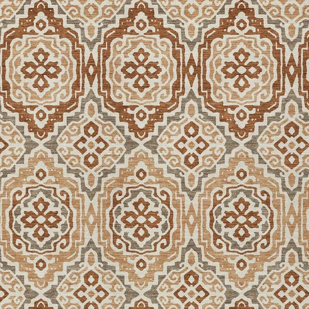 3' X 5' Orange And Gray Tribal Washable Indoor Outdoor Area Rug Homeroots Outdoor