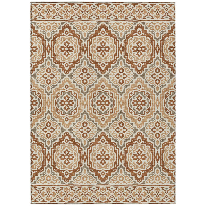 3' X 5' Orange And Gray Tribal Washable Indoor Outdoor Area Rug Homeroots Outdoor