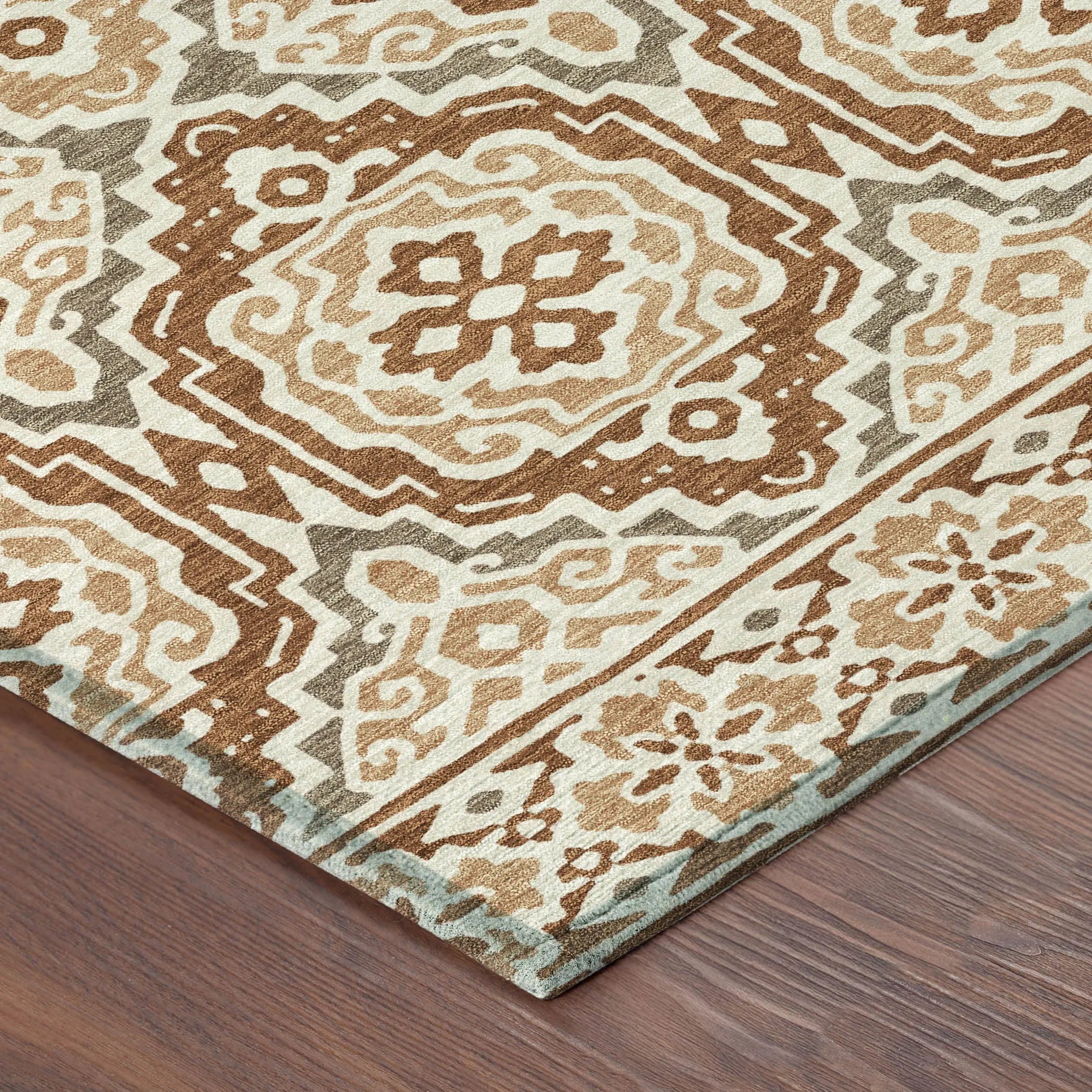 3' X 5' Orange And Gray Tribal Washable Indoor Outdoor Area Rug Homeroots Outdoor