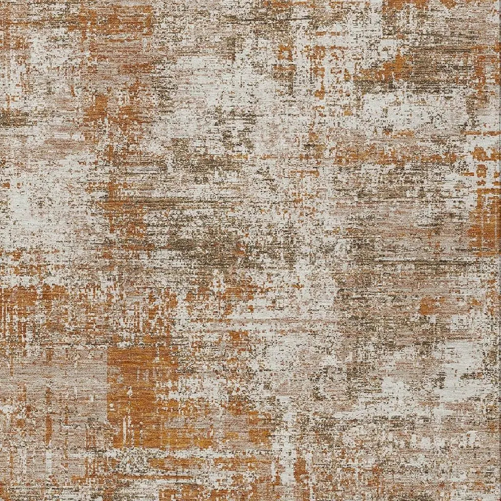 3' X 5' Orange And Green Abstract Washable Indoor Outdoor Area Rug Homeroots Outdoor