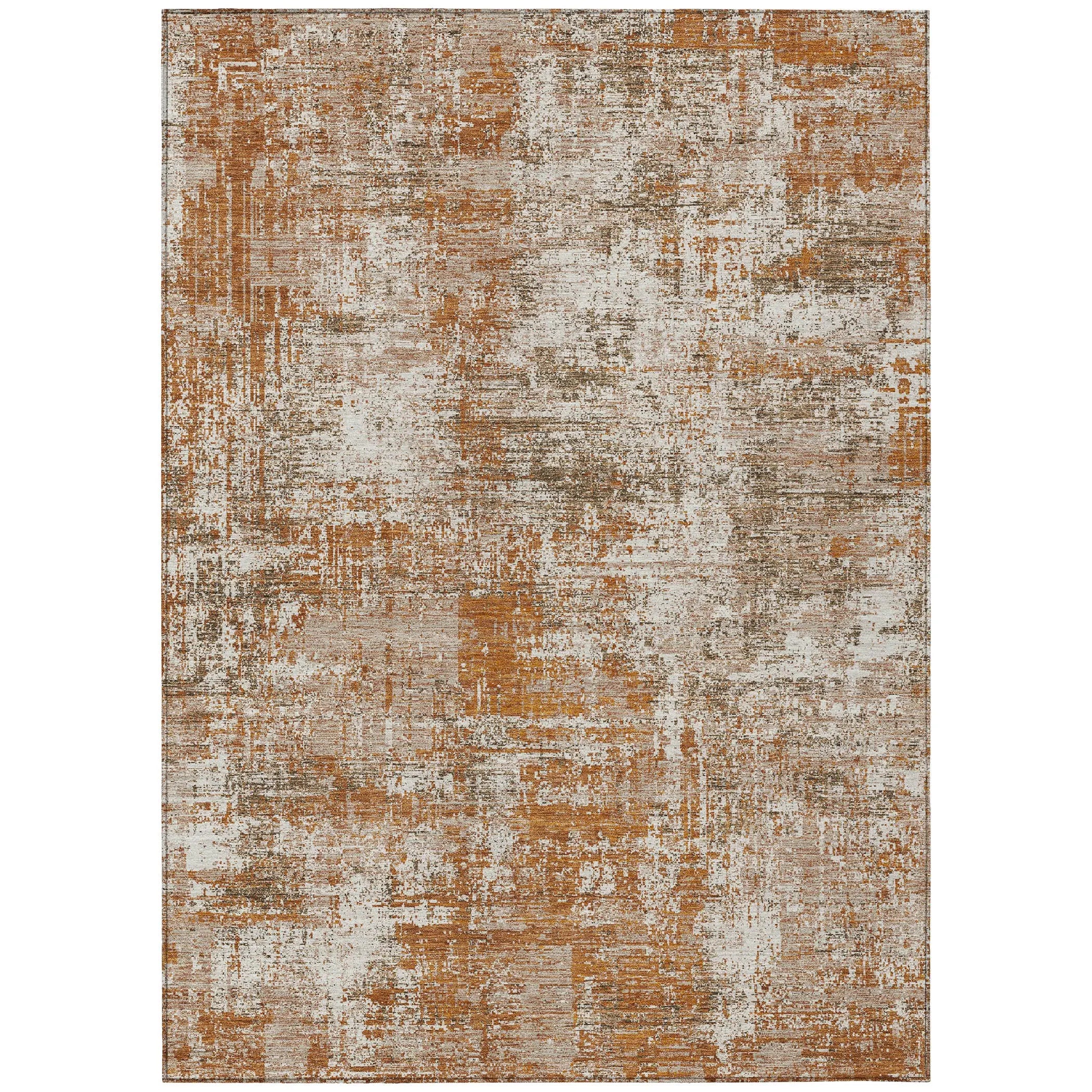 3' X 5' Orange And Green Abstract Washable Indoor Outdoor Area Rug Homeroots Outdoor