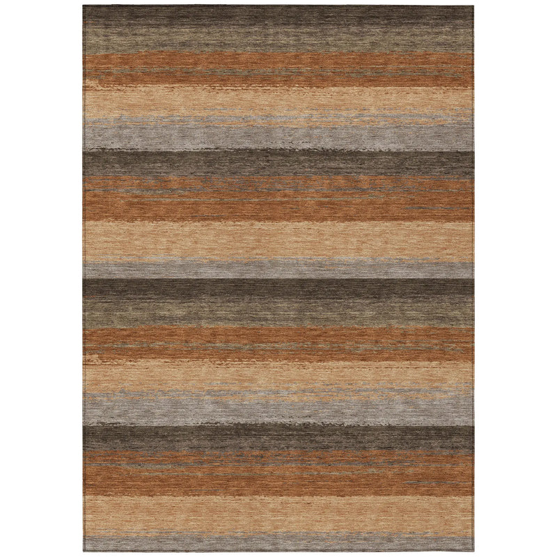 3' X 5' Orange And Green Striped Washable Indoor Outdoor Area Rug Homeroots Outdoor