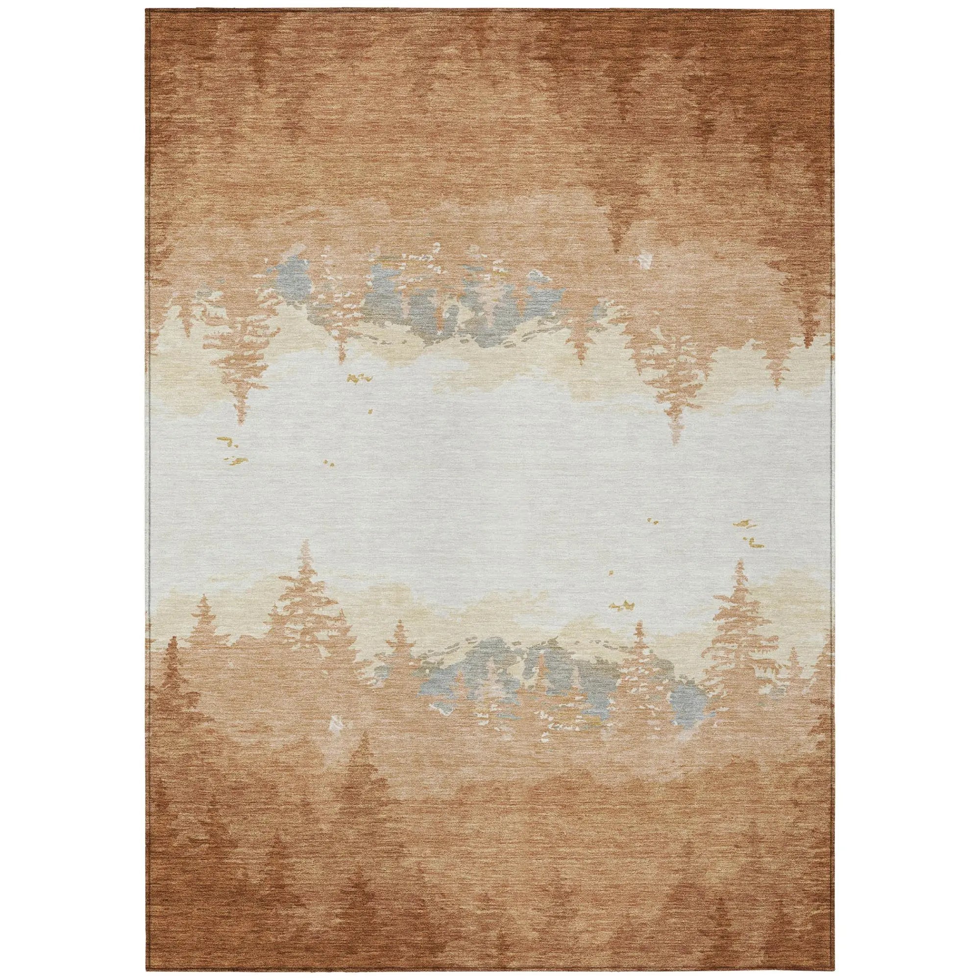 3' X 5' Orange And Ivory Floral Washable Indoor Outdoor Area Rug Homeroots Outdoor