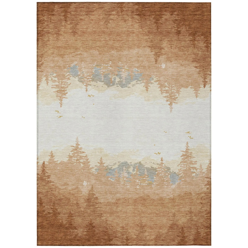 3' X 5' Orange And Ivory Floral Washable Indoor Outdoor Area Rug Homeroots Outdoor