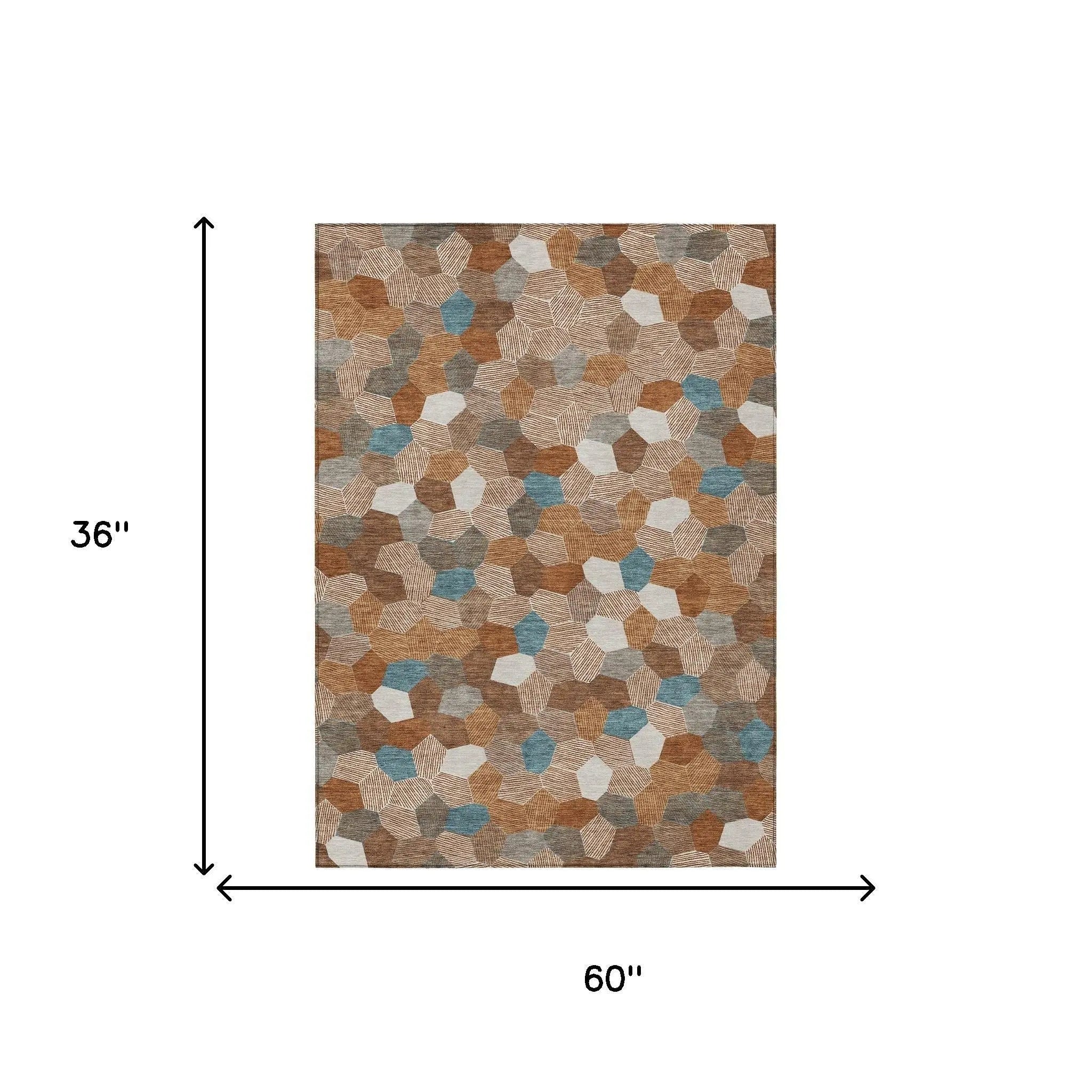 3' X 5' Orange And Ivory Geometric Washable Indoor Outdoor Area Rug Homeroots Outdoor