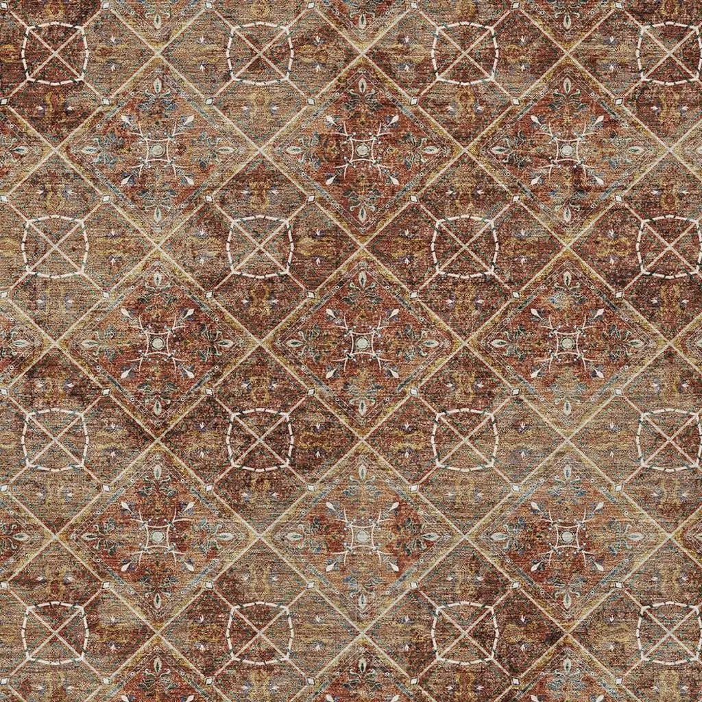 3' X 5' Orange And Khaki Geometric Washable Indoor Outdoor Area Rug Homeroots Outdoor