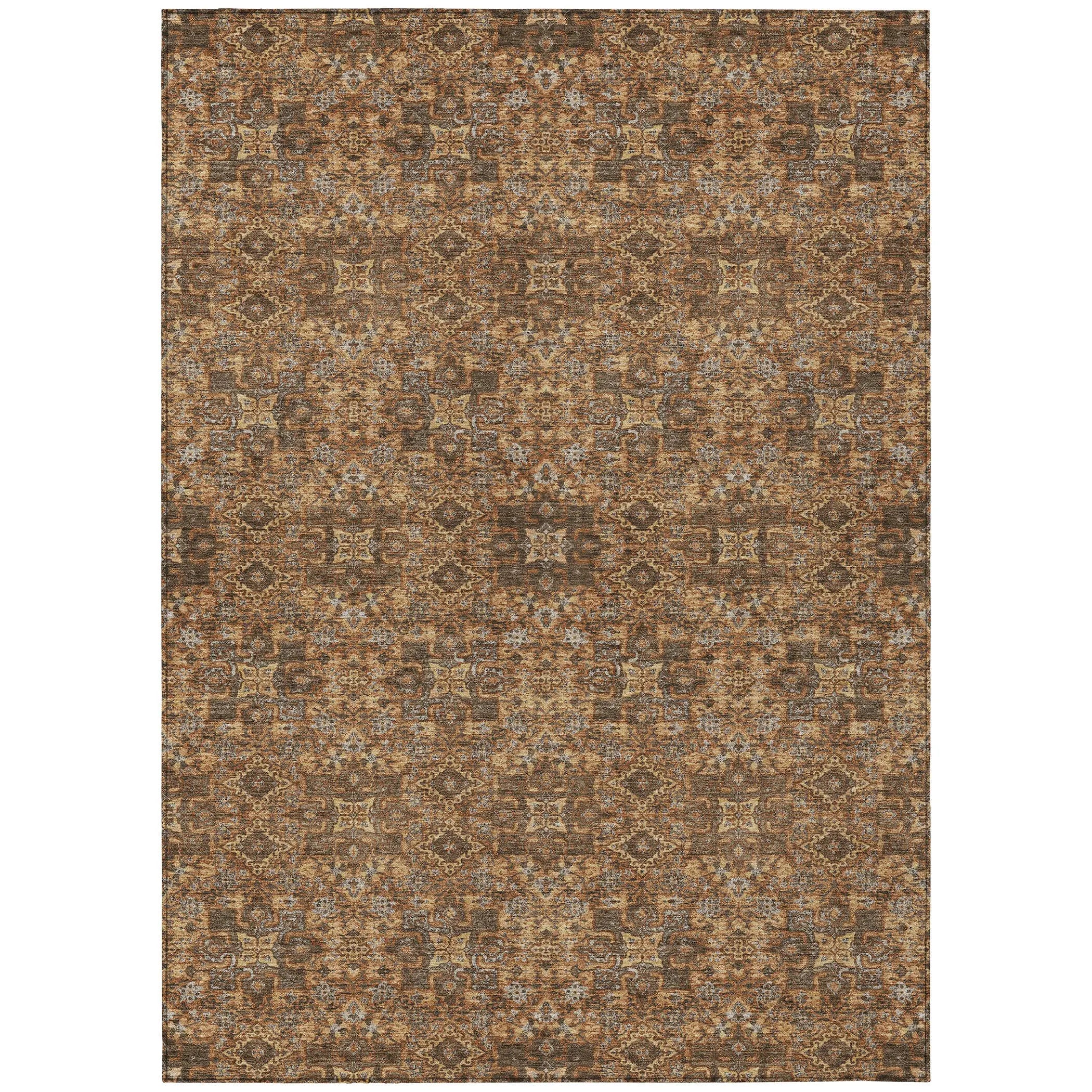 3' X 5' Orange And Linen Oriental Washable Indoor Outdoor Area Rug Homeroots Outdoor