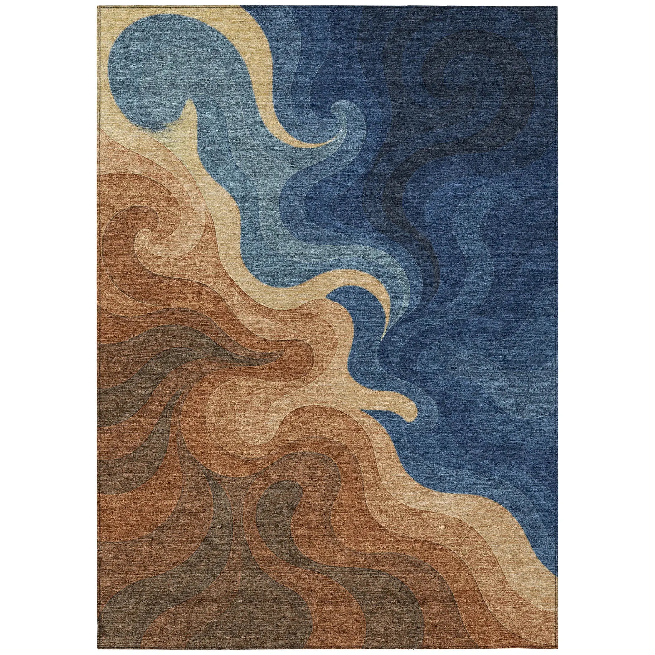 3' X 5' Orange And Navy Blue Abstract Washable Indoor Outdoor Area Rug Homeroots Outdoor