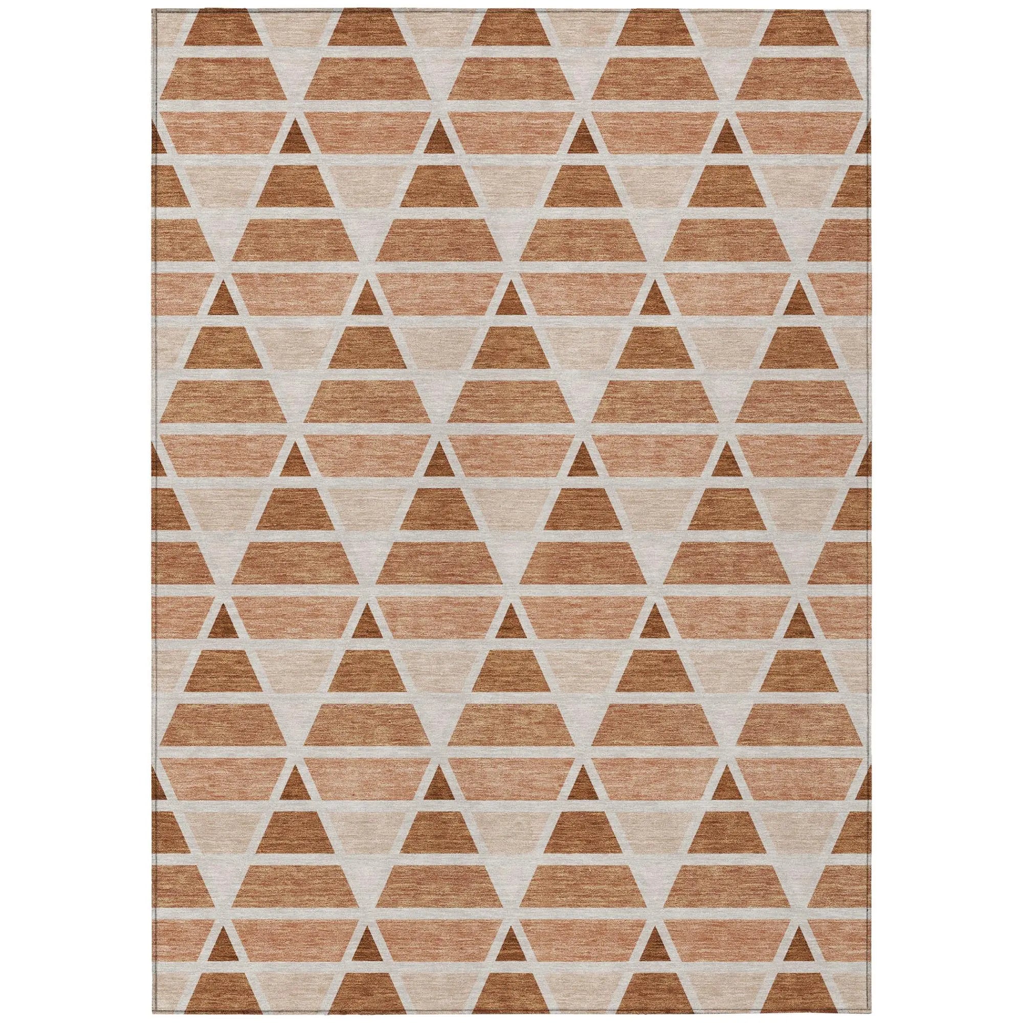 3' X 5' Orange And Rust Geometric Washable Indoor Outdoor Area Rug Homeroots Outdoor