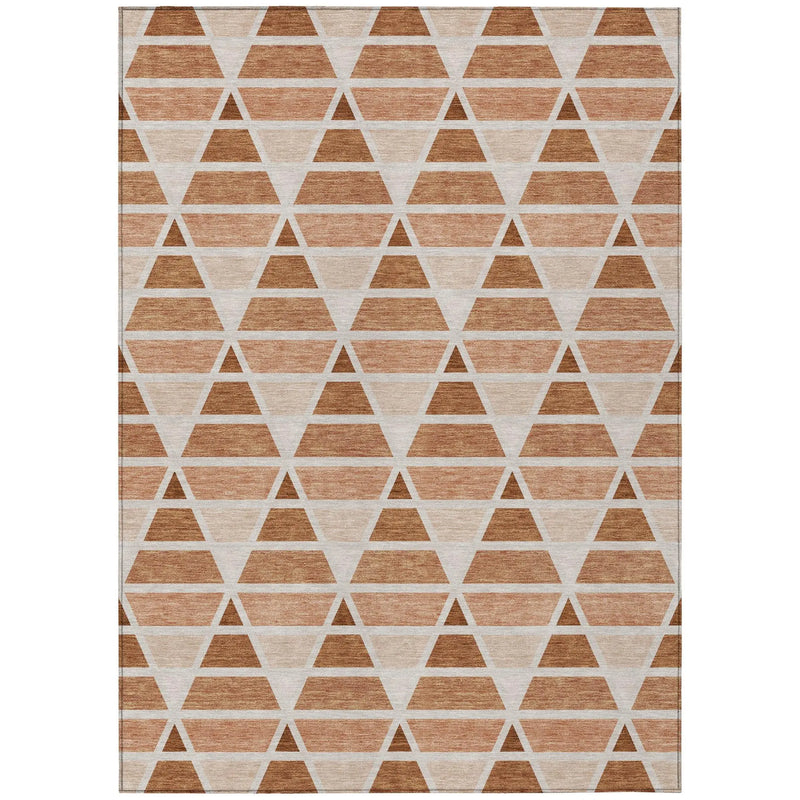 3' X 5' Orange And Rust Geometric Washable Indoor Outdoor Area Rug Homeroots Outdoor