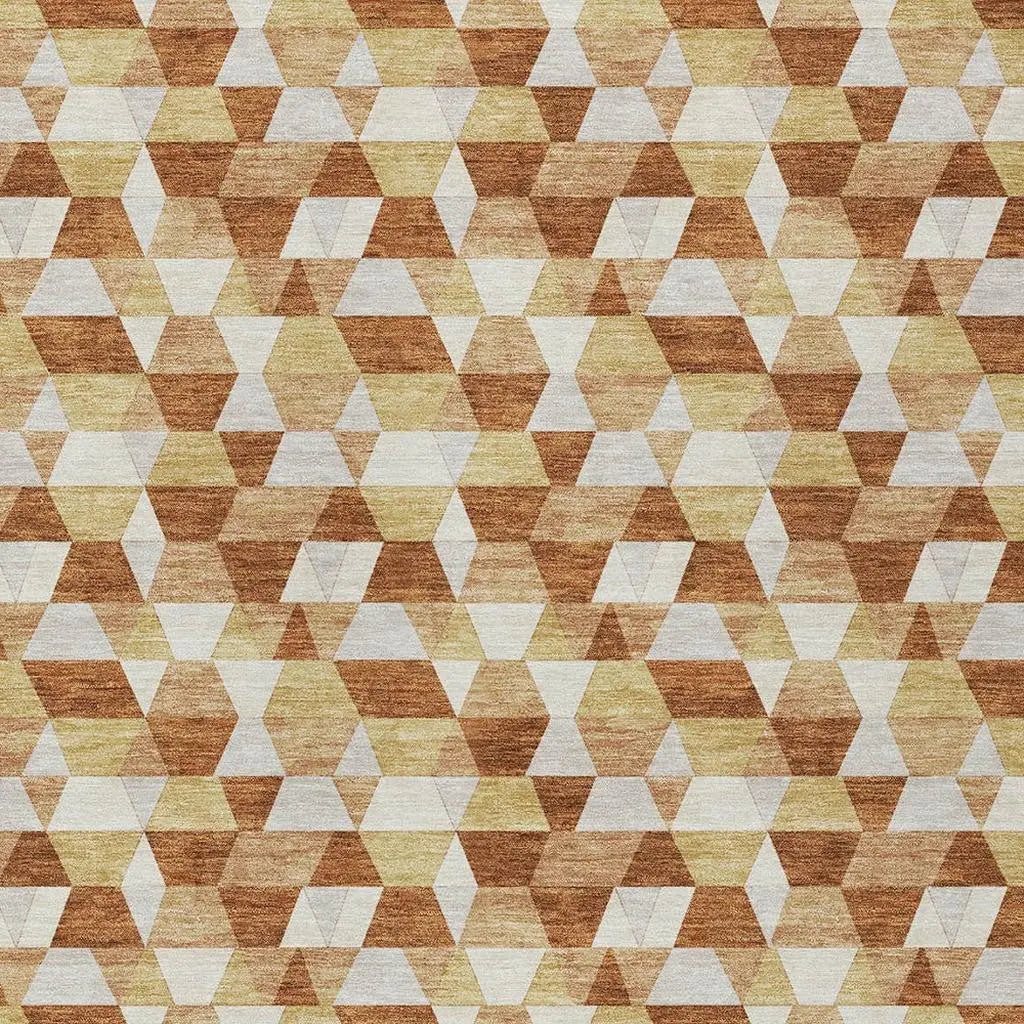 3' X 5' Orange And Silver Geometric Washable Indoor Outdoor Area Rug Homeroots Outdoor