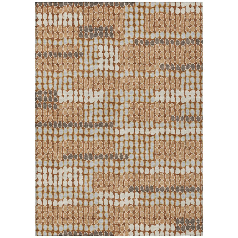 3' X 5' Orange And Silver Geometric Washable Indoor Outdoor Area Rug Homeroots Outdoor