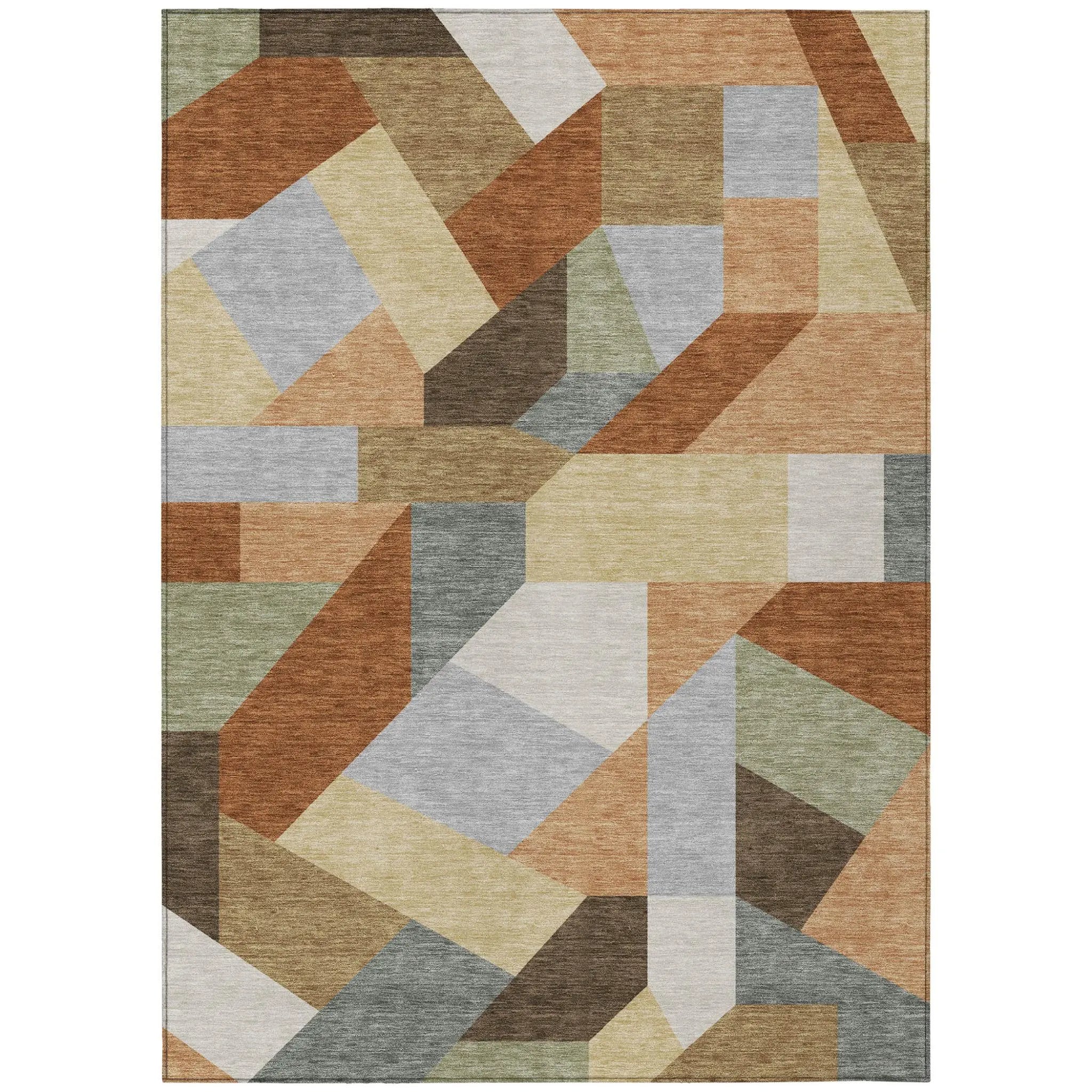 3' X 5' Orange And Silver Geometric Washable Indoor Outdoor Area Rug Homeroots Outdoor