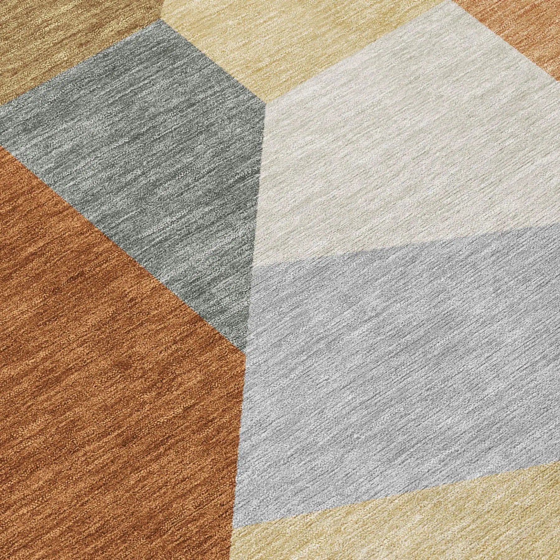 3' X 5' Orange And Silver Geometric Washable Indoor Outdoor Area Rug Homeroots Outdoor