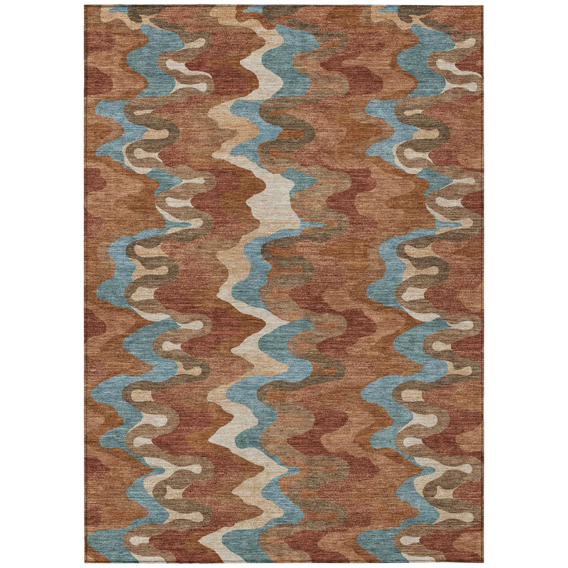 3' X 5' Orange And Teal Blue Abstract Washable Indoor Outdoor Area Rug Homeroots Outdoor