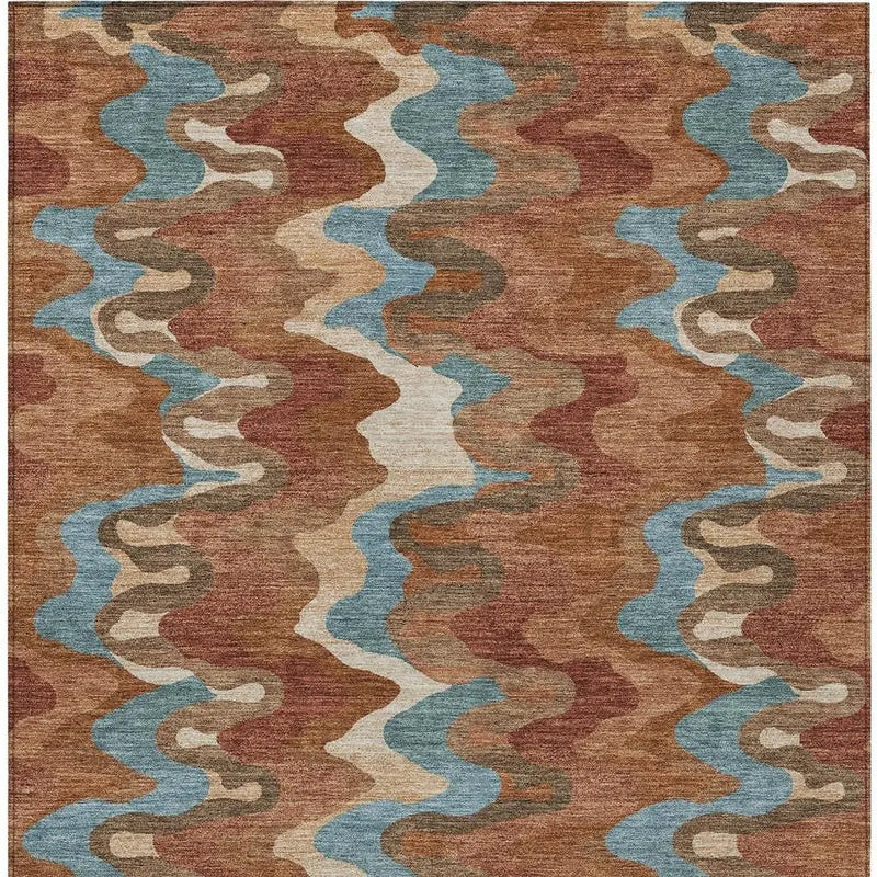3' X 5' Orange And Teal Blue Abstract Washable Indoor Outdoor Area Rug Homeroots Outdoor