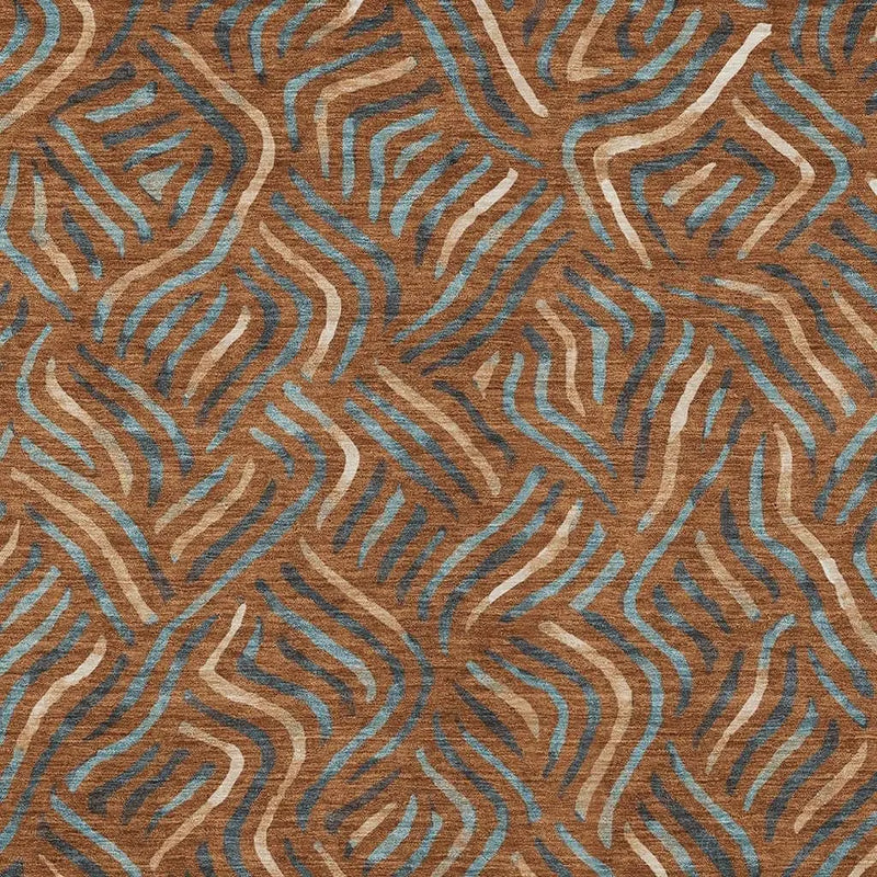3' X 5' Orange And Teal Blue Abstract Washable Indoor Outdoor Area Rug Homeroots Outdoor