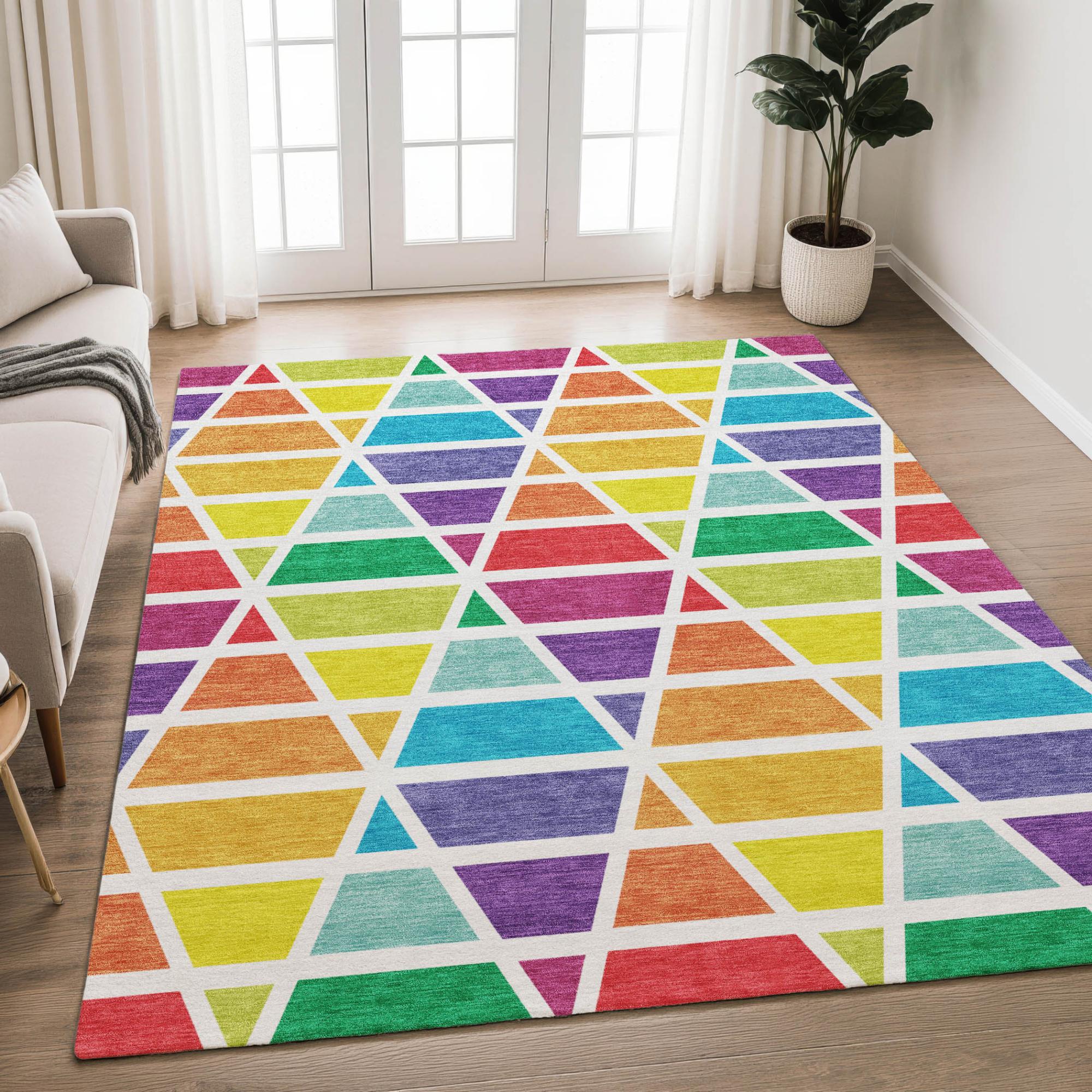 3' X 5' Orange And White Geometric Washable Indoor Outdoor Area Rug Homeroots Outdoor