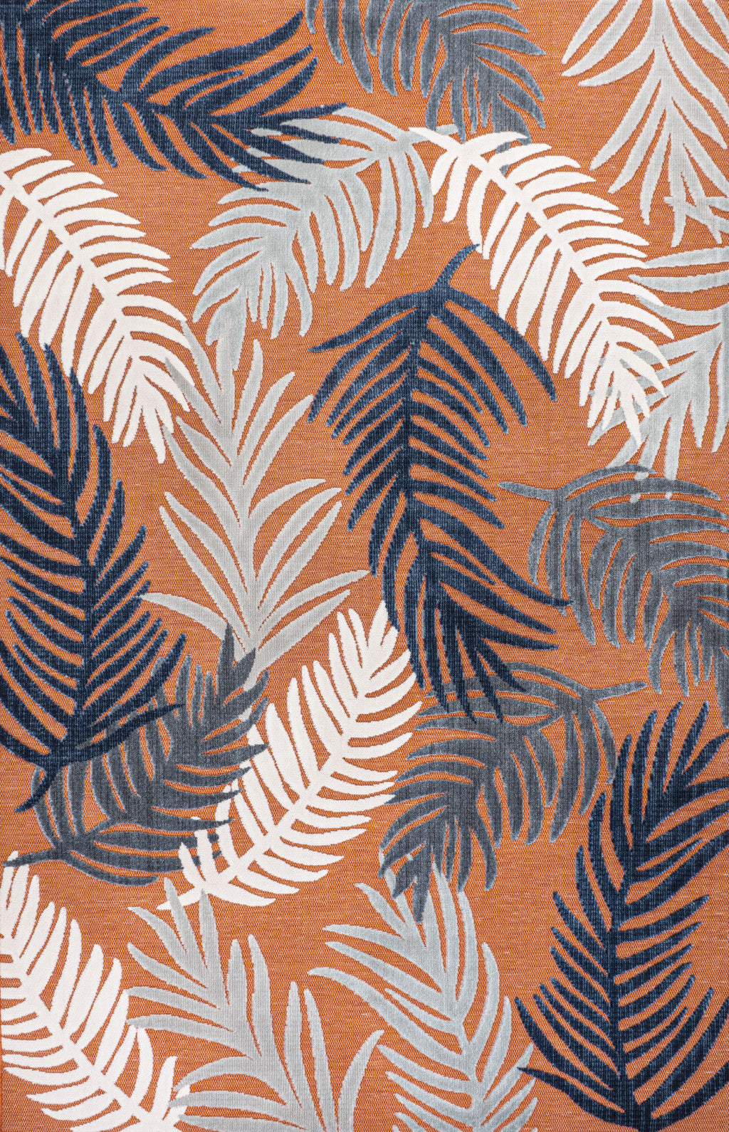 3' X 5' Orange Navy Blue And Ivory Floral Indoor Outdoor Area Rug - GreatEagleInc