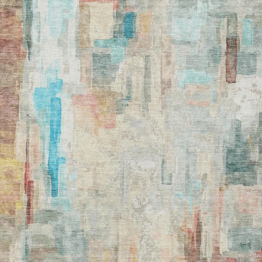 3' X 5' Pearl And Gray Abstract Washable Indoor Outdoor Area Rug Homeroots Outdoor