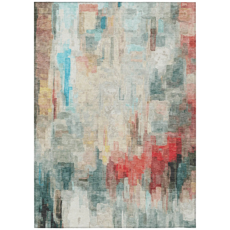 3' X 5' Pearl And Gray Abstract Washable Indoor Outdoor Area Rug Homeroots Outdoor