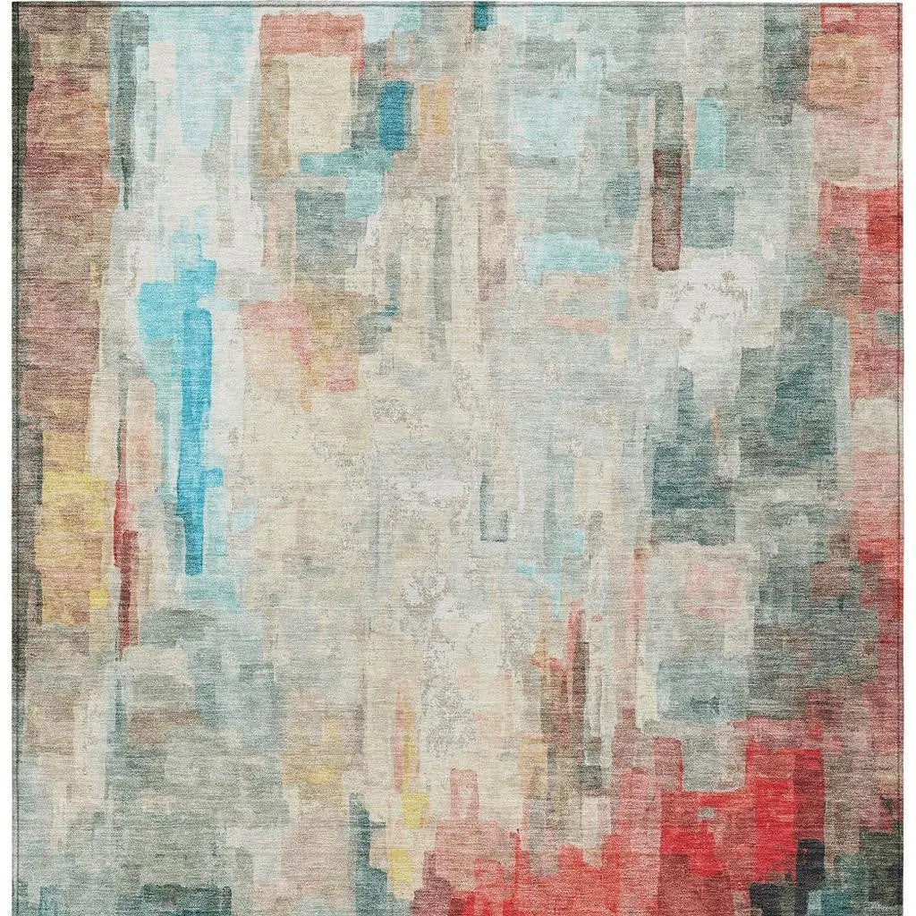 3' X 5' Pearl And Gray Abstract Washable Indoor Outdoor Area Rug Homeroots Outdoor