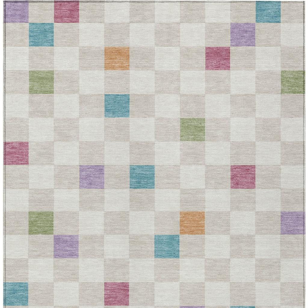 3' X 5' Pearl And Ivory Geometric Washable Indoor Outdoor Area Rug Homeroots Outdoor