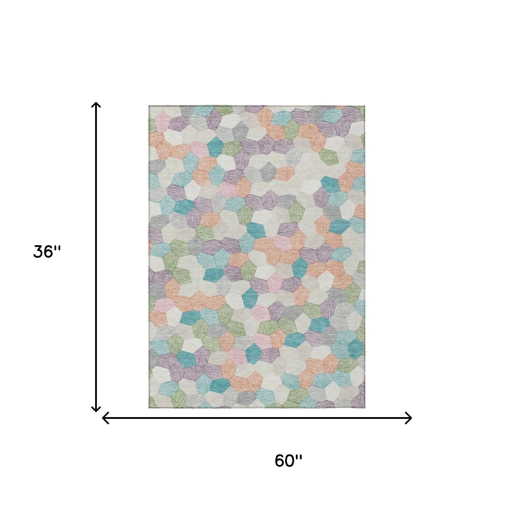 3' X 5' Pearl And Ivory Geometric Washable Indoor Outdoor Area Rug Homeroots Outdoor