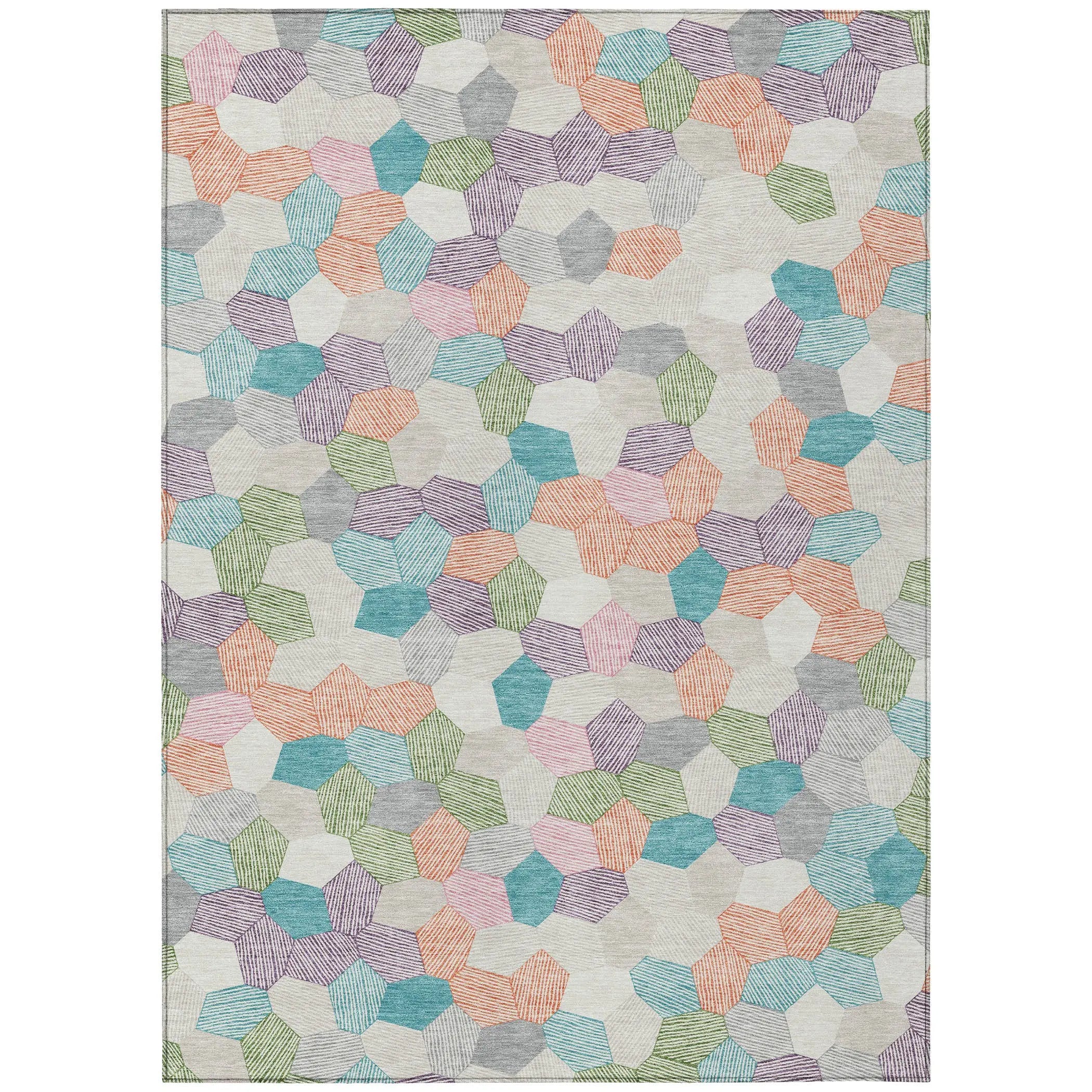 3' X 5' Pearl And Ivory Geometric Washable Indoor Outdoor Area Rug Homeroots Outdoor