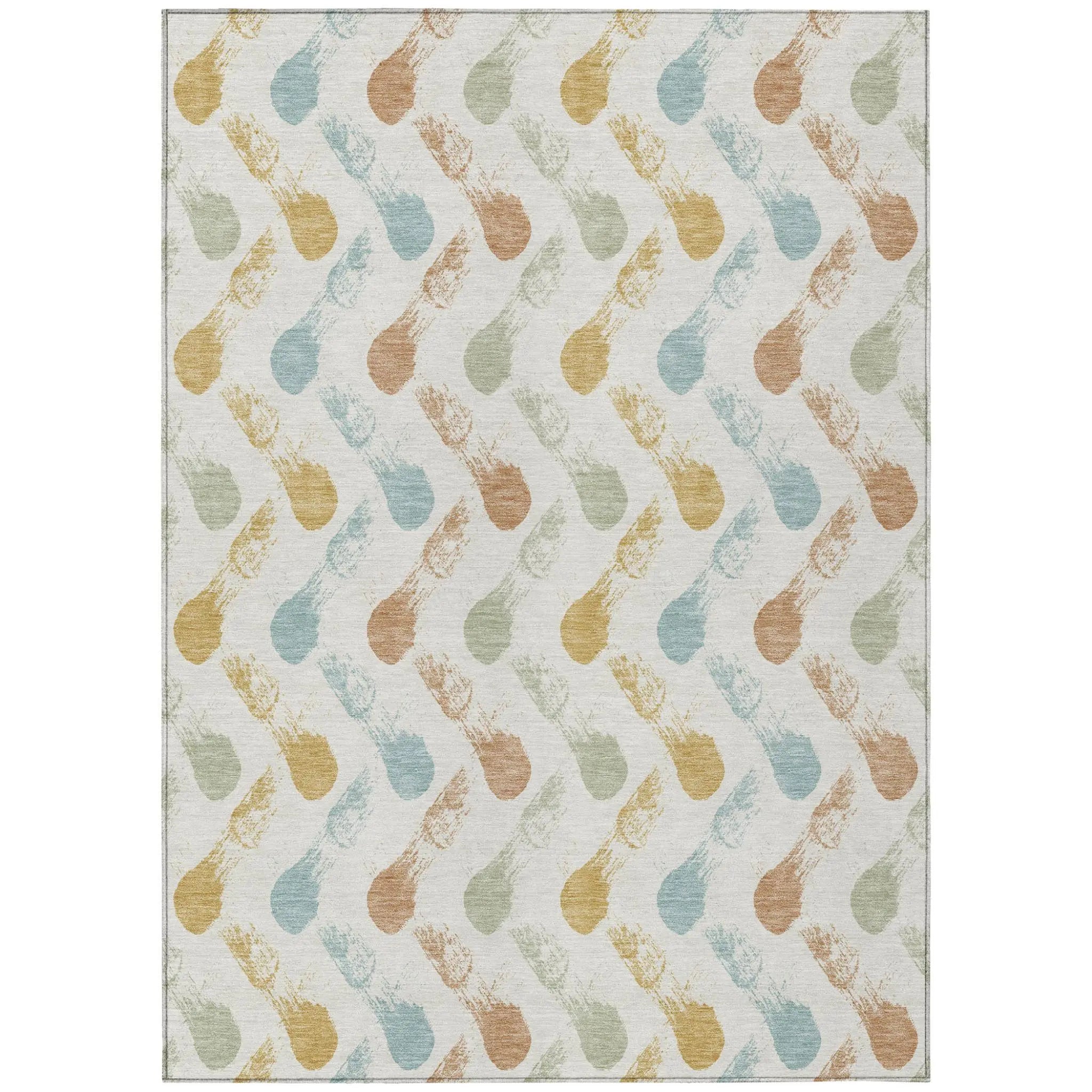 3' X 5' Pearl And Ivory Geometric Washable Indoor Outdoor Area Rug Homeroots Outdoor