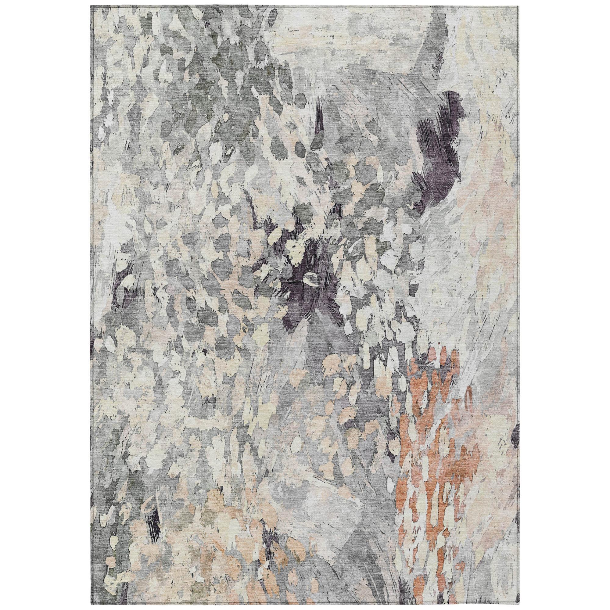 3' X 5' Pewter And Gray Abstract Washable Indoor Outdoor Area Rug Homeroots Outdoor