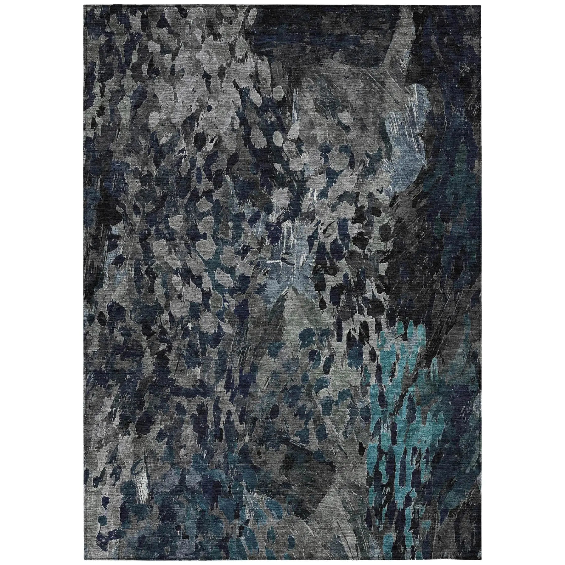 3' X 5' Pewter And Gray Abstract Washable Indoor Outdoor Area Rug Homeroots Outdoor