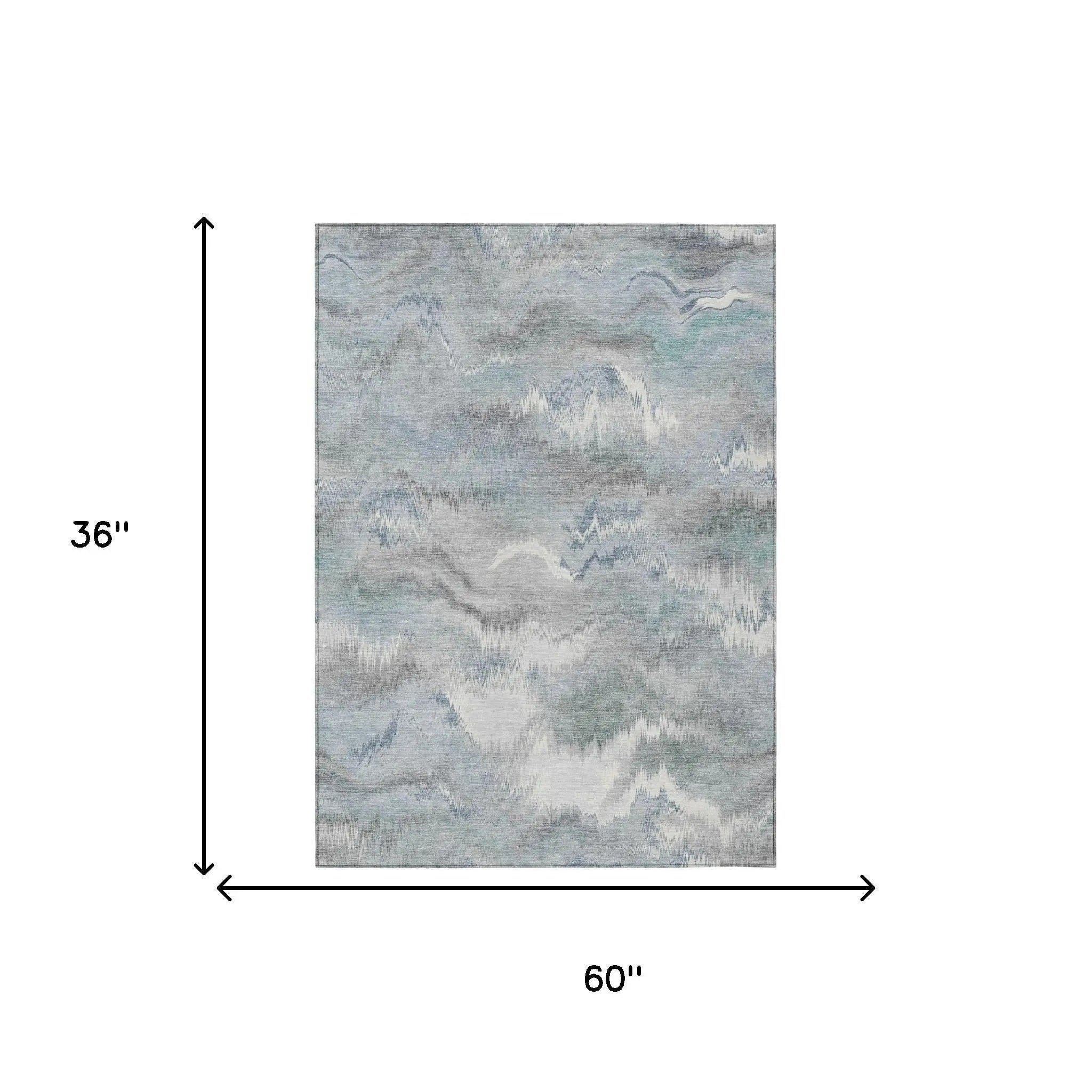 3' X 5' Pewter And Gray Abstract Washable Indoor Outdoor Area Rug Homeroots Outdoor
