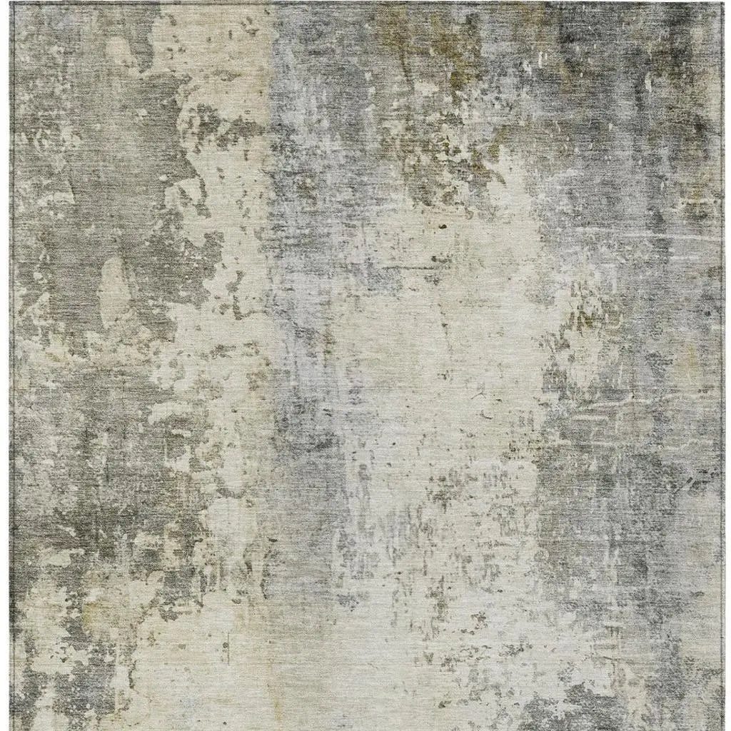 3' X 5' Pewter And Gray Abstract Washable Indoor Outdoor Area Rug Homeroots Outdoor