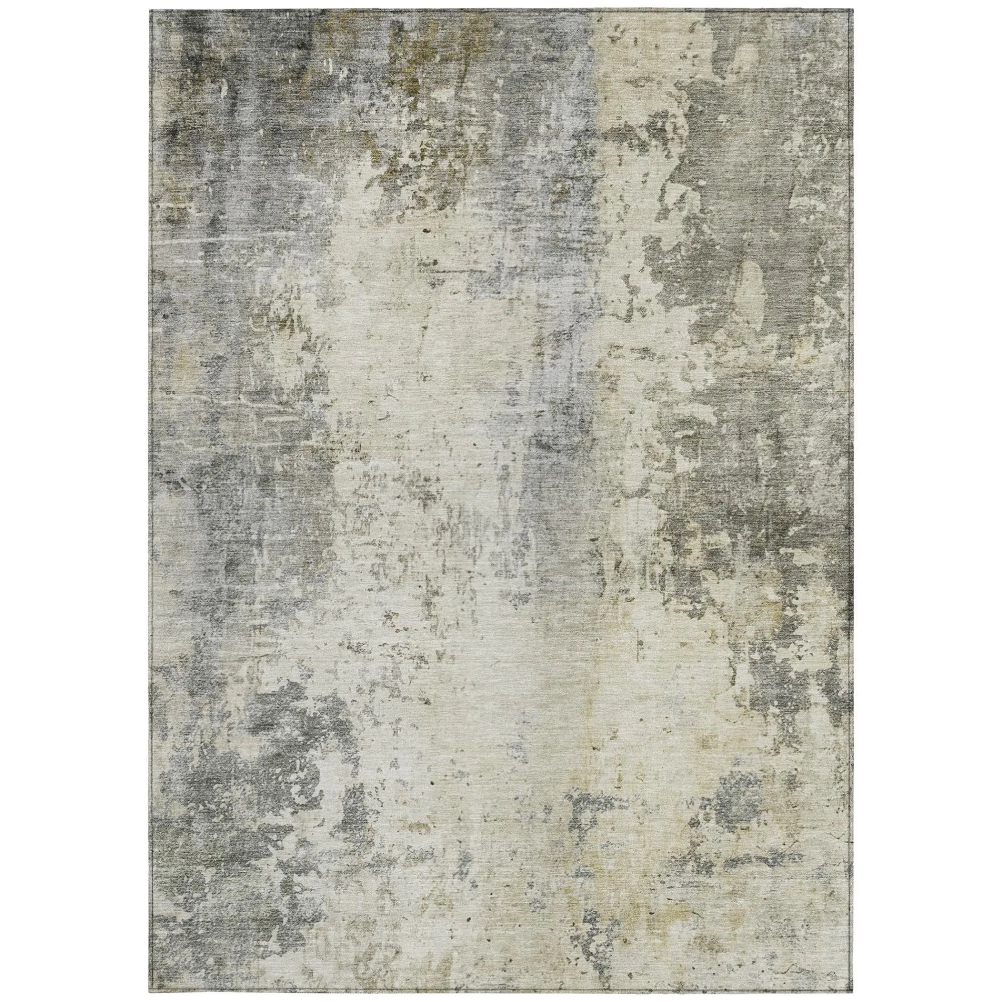 3' X 5' Pewter And Gray Abstract Washable Indoor Outdoor Area Rug Homeroots Outdoor