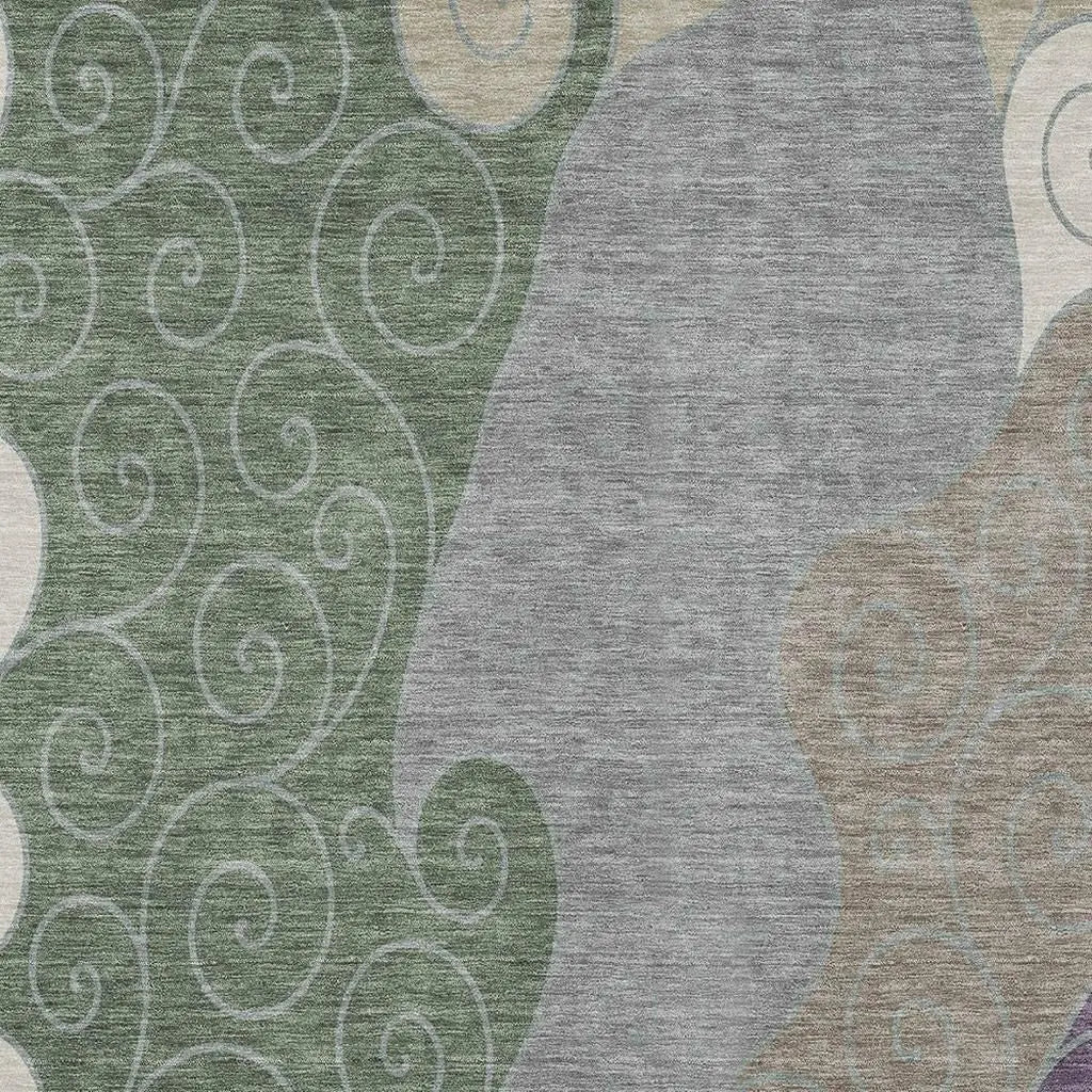 3' X 5' Pewter And Taupe Abstract Washable Indoor Outdoor Area Rug Homeroots Outdoor
