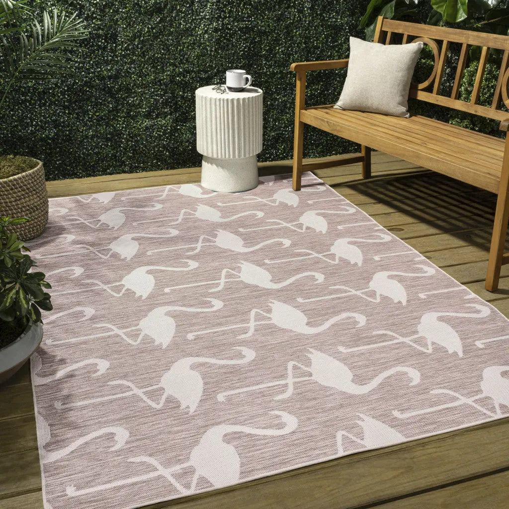 3' X 5' Pink And Cream Animal Print Indoor Outdoor Area Rug Homeroots Outdoor