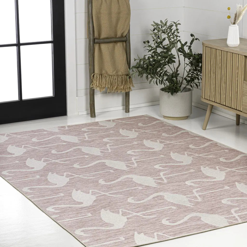 3' X 5' Pink And Cream Animal Print Indoor Outdoor Area Rug Homeroots Outdoor