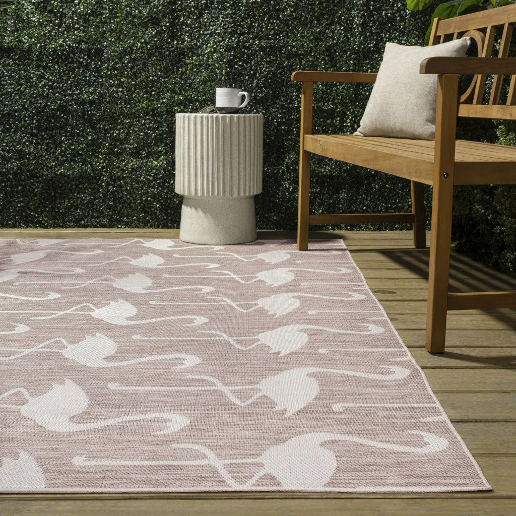 3' X 5' Pink And Cream Animal Print Indoor Outdoor Area Rug Homeroots Outdoor