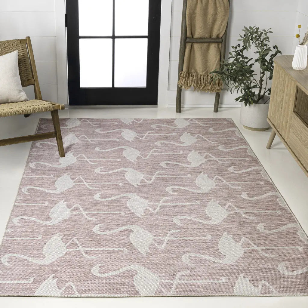 3' X 5' Pink And Cream Animal Print Indoor Outdoor Area Rug Homeroots Outdoor